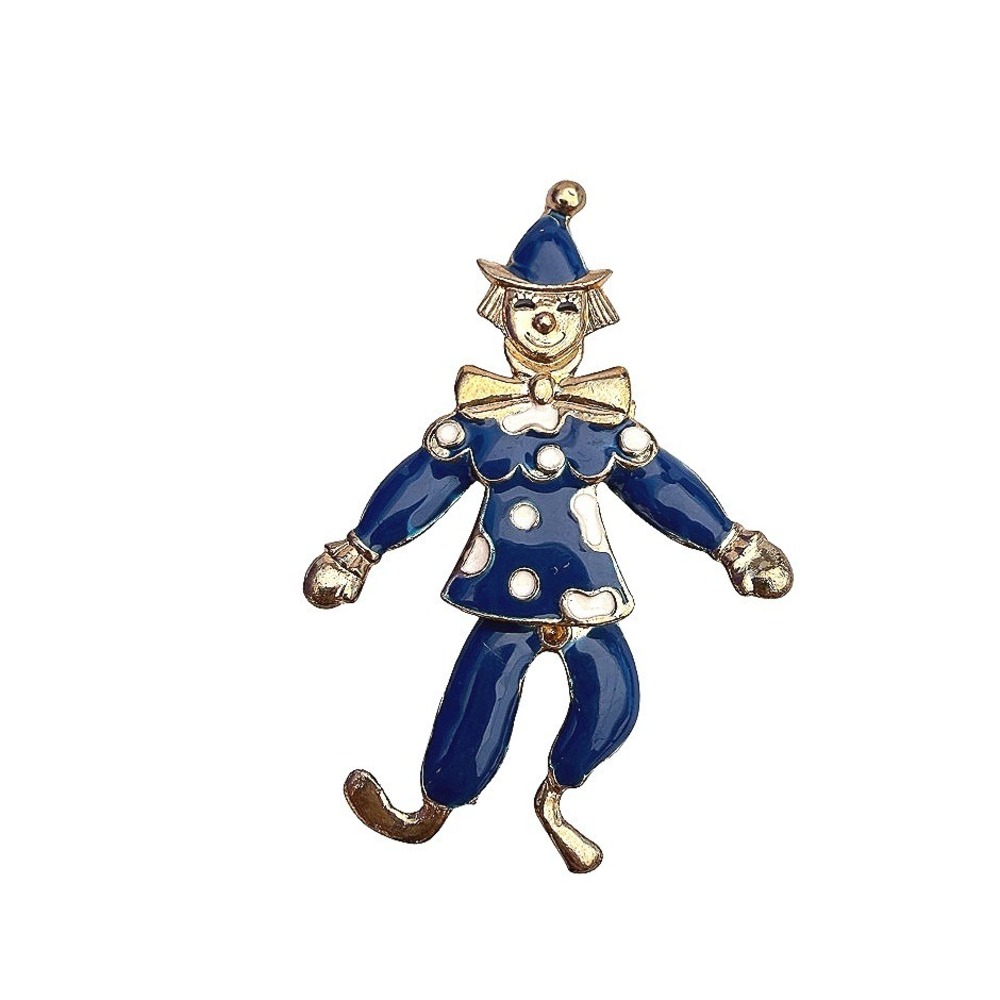 VTG Clown Jester Pin Brooch Enamel Articulated Dangling‎ Legs Novelty Eclectic